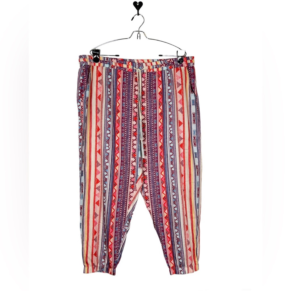Sundance Multicolor Striped Boho Pants - Red, Blue, Cream